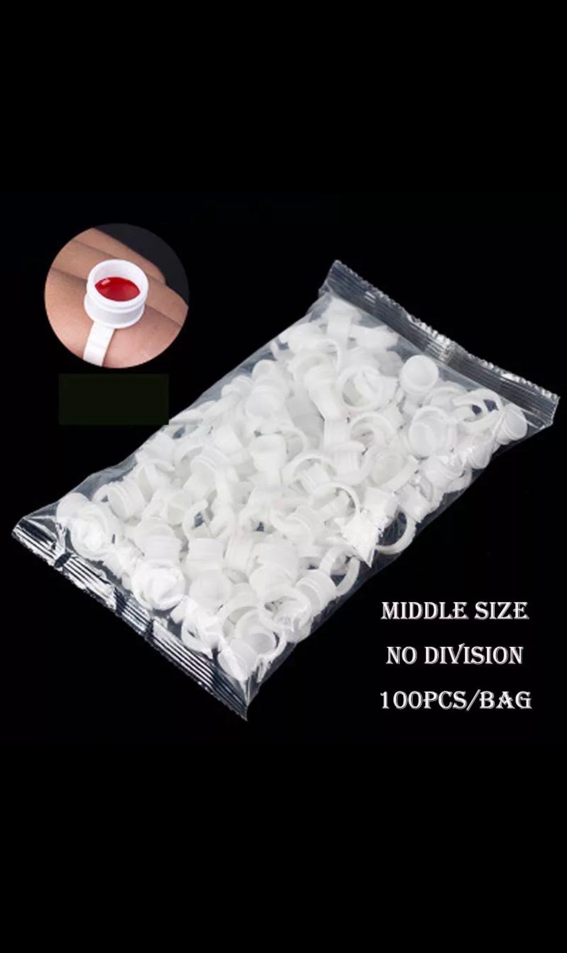 100pcs Microblading Pigment Glue Rings Tattoo Ink Holder For Eyelash Extension Rings